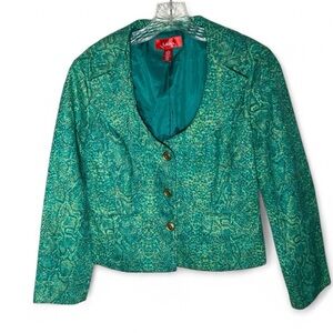 Latina Life Jacket Women's Size 10 Green Black Silver Snake Skin Look 3 Button